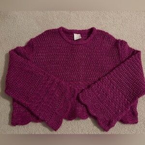 Women's Crochet Sweater - Purple
